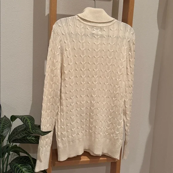 🆕 St. John's Bay Off-White Cable Knit Turtleneck Sweater - Picture 6 of 7